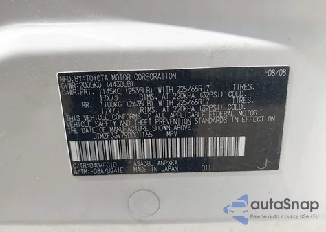 2009 Toyota Rav4 z USA, uszkodzony, nr VIN JTMZF33V79D001165